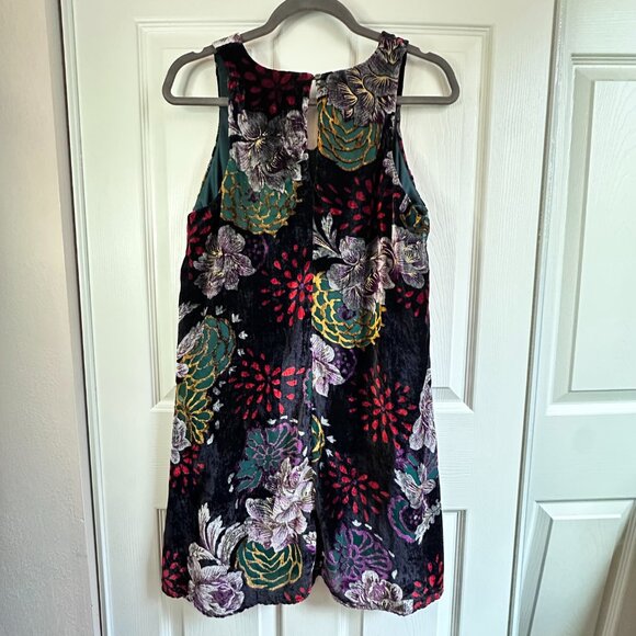 She + Sky Womens Small Floral Velvet Burnout Sleeveless Mini Dress Whimsigoth - Picture 2 of 10